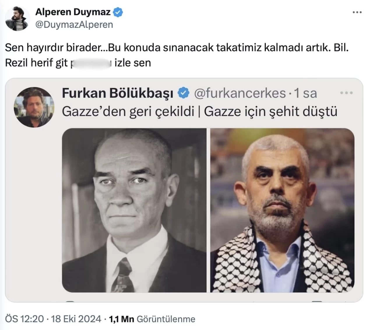 Alperen Duymaz’dan Furkan Bölükbaşı’na Tepki! Atatürk’ü Tartışmaya Çekmek Saygısızlık