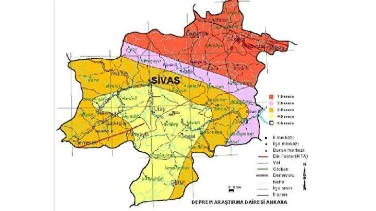 Sivas’ın Kuzeyinde 1. Derece Deprem Bölgesi İlçeler! Sivas’ın Deprem Risk Haritası, Fay Hatlarının Dağılımı