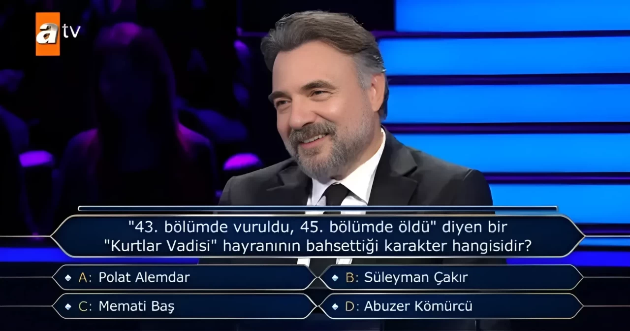 "43. Bölümde Vuruldu, 45. Bölümde Öldü!" Kim Milyoner Olmak İster'de Kurtlar Vadisi Sorusu Gündem Oldu!